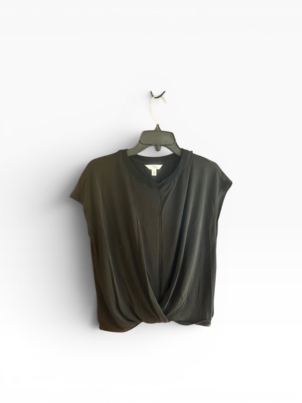 Time and Tru black draped twist front top Size S (4-6)
